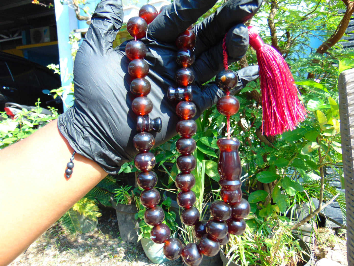 102 gr Big Tasbih Mesbah Rosary 33+2 Beads 18 mm Indonesian Cherry Red Amber for Healing Collection TB17i15