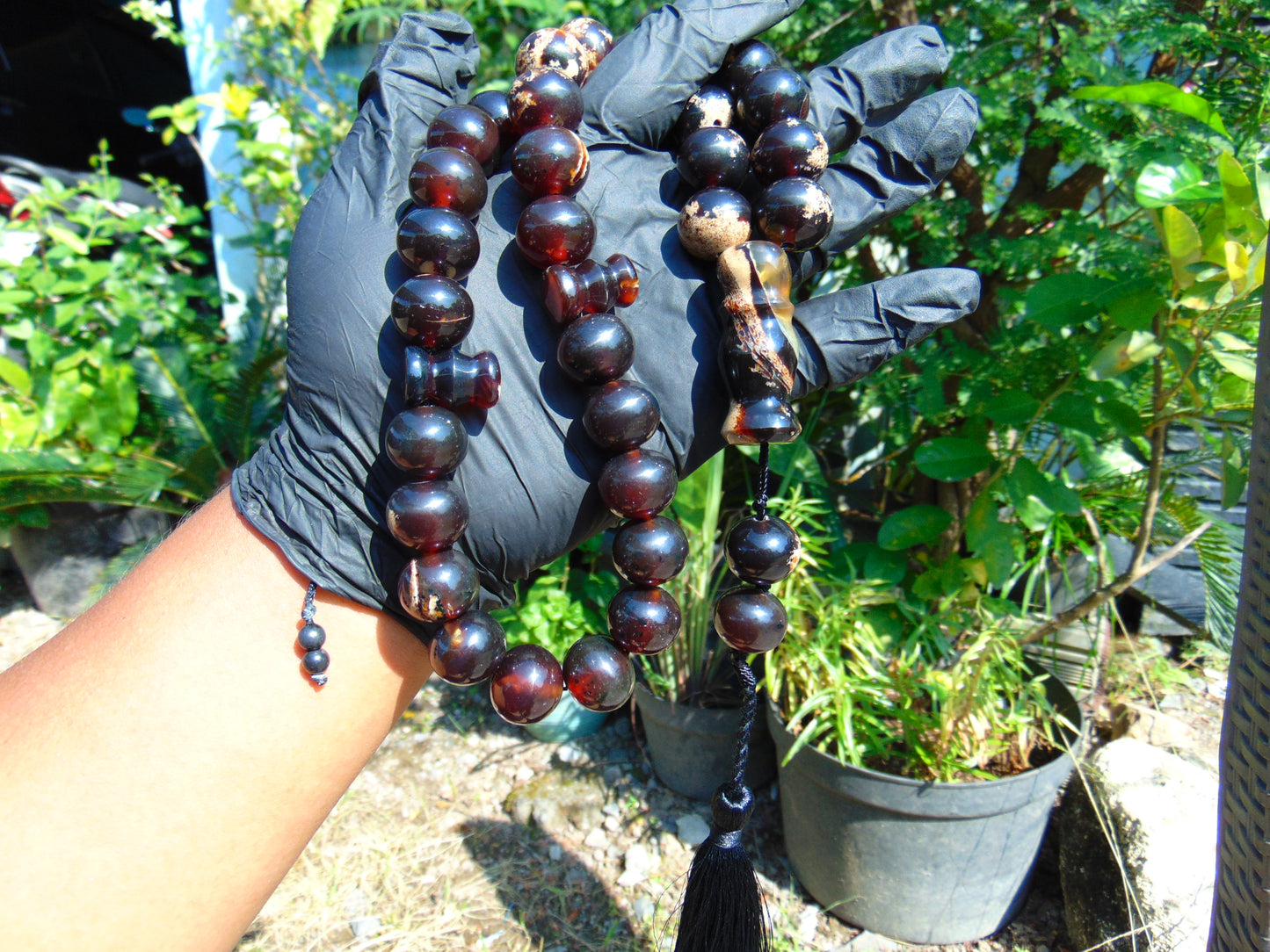 108 gr BIG Tasbih 33+3 Beads Mesbah Rosary Indonesian Dark WHite Amber for Healing TB17i16