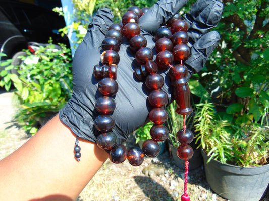106 gr BIG Tasbih 36 Beads Mesbah Rosary Indonesian Red Amber for Healing TB17i8