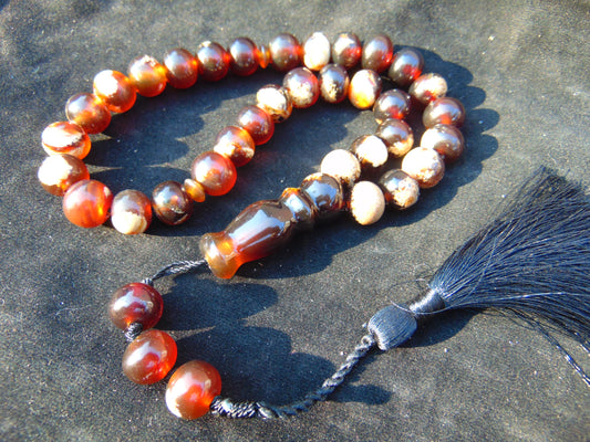 48 gr Tasbih Mesbah Rosary 33+2 Beads 15 mm Indonesian White Amber for Healing 26NR1