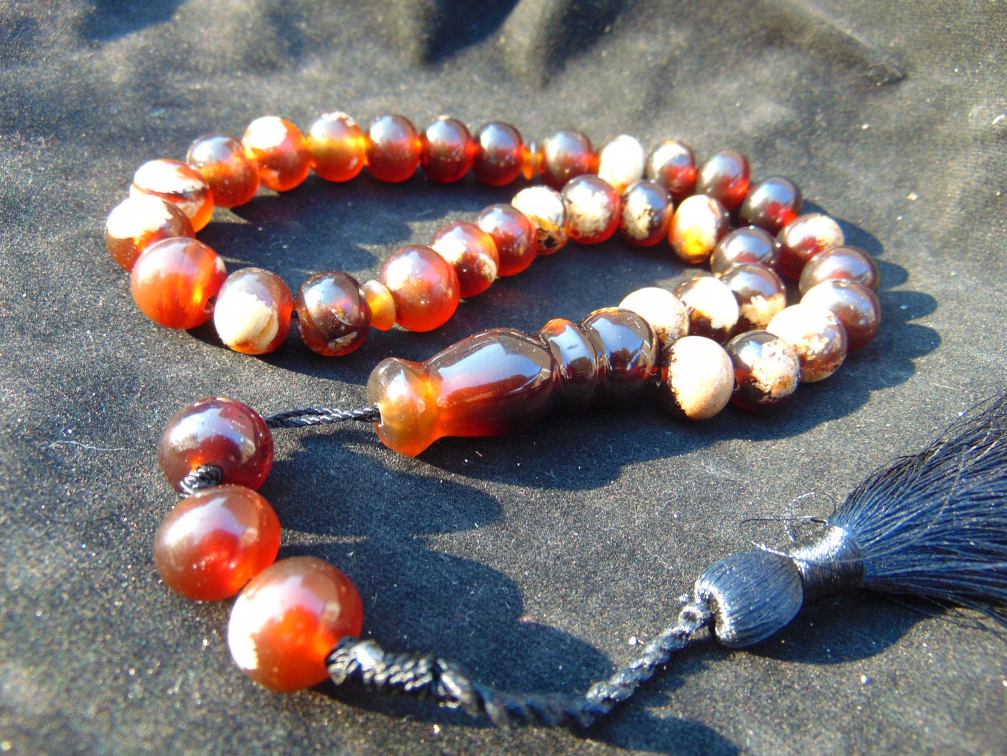 48 gr Tasbih Mesbah Rosary 33+2 Beads 15 mm Indonesian White Amber for Healing 26NR1