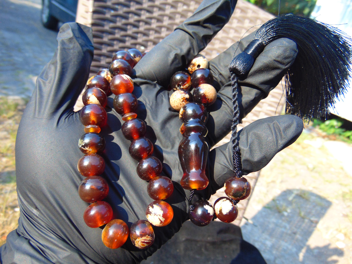 48 gr Tasbih Mesbah Rosary 33+2 Beads 15 mm Indonesian White Amber for Healing 26NR1