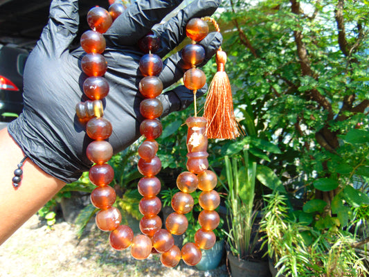 142 gr BIG Tasbih 33+3 Beads Mesbah Rosary Indonesian Yellow Red Amber for Healing FR31