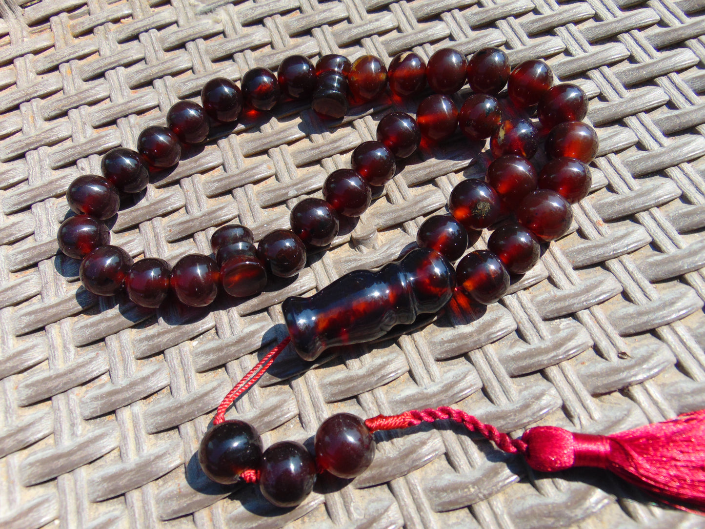 79 gr Tasbih Mesbah Rosary 33+3 Beads 16 mm Indonesian Cherry Red Amber for Healing FR21