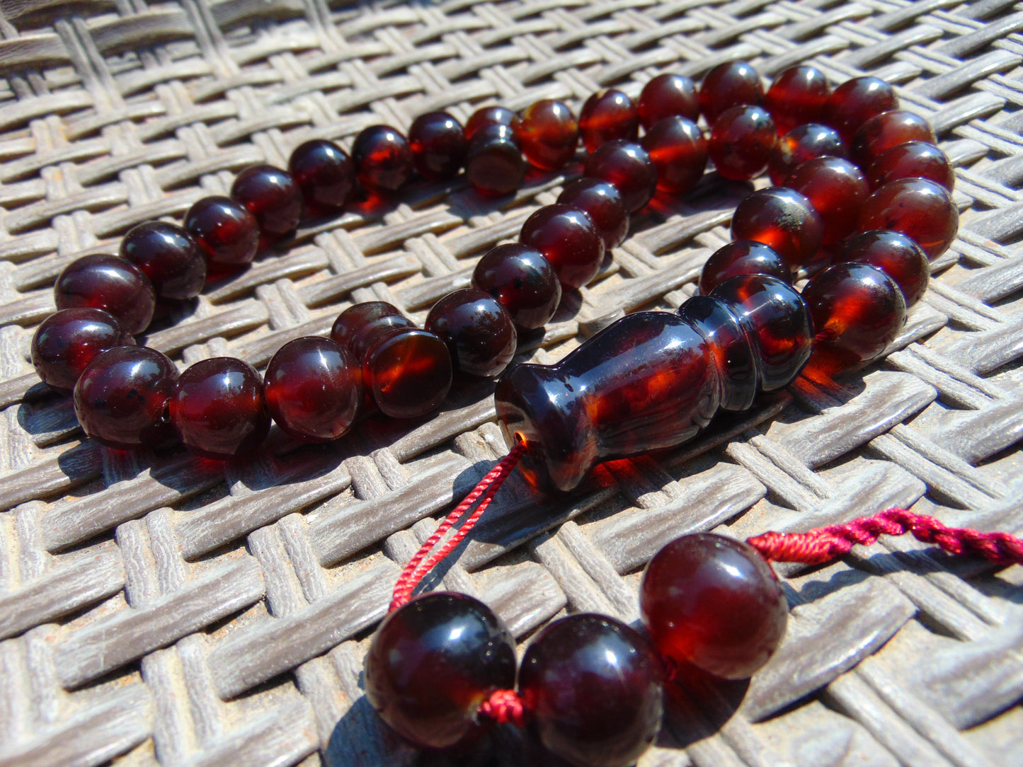 79 gr Tasbih Mesbah Rosary 33+3 Beads 16 mm Indonesian Cherry Red Amber for Healing FR21
