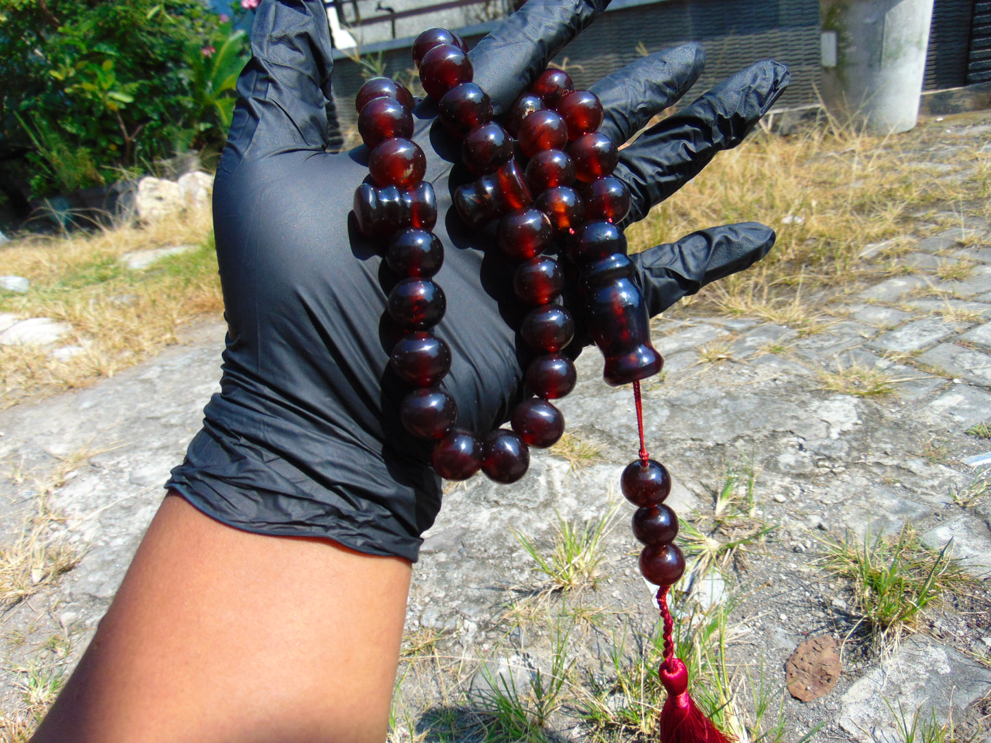 79 gr Tasbih Mesbah Rosary 33+3 Beads 16 mm Indonesian Cherry Red Amber for Healing FR21