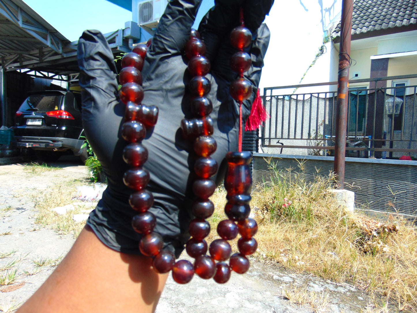 79 gr Tasbih Mesbah Rosary 33+3 Beads 16 mm Indonesian Cherry Red Amber for Healing FR21