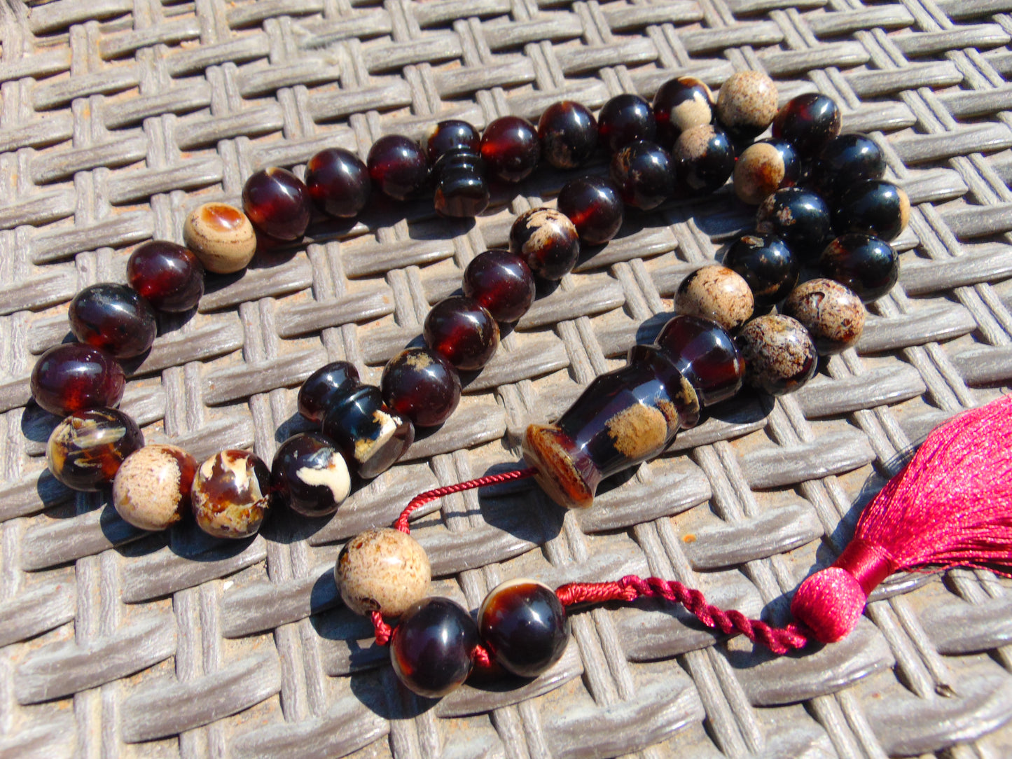 76 gr Tasbih Mesbah Rosary 33+3 Beads 16 mm Indonesian Dark White Amber for Healing FR23