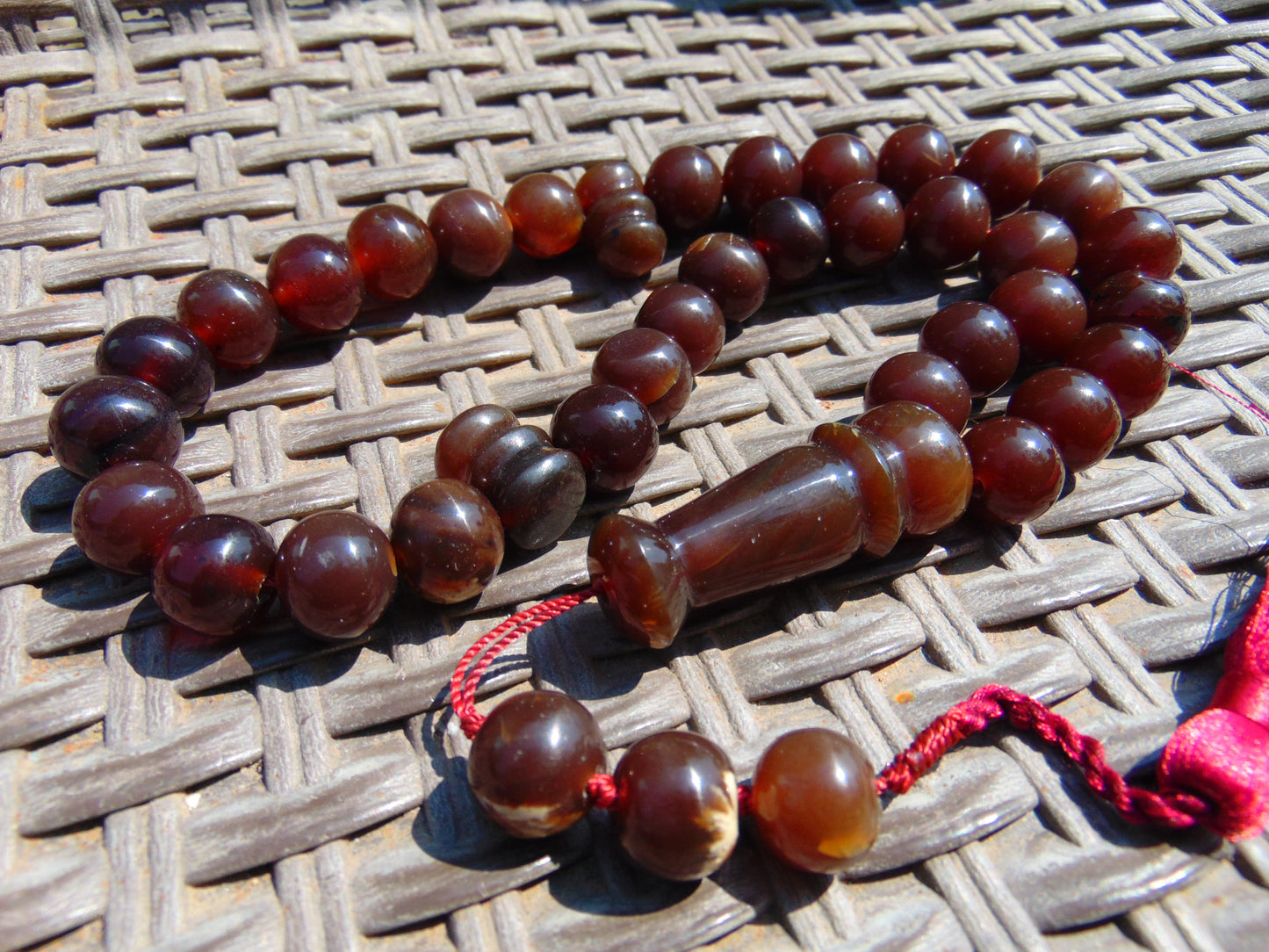 77 gr Tasbih Mesbah Rosary 33+3 Beads 16 mm Indonesian Red Amber for Healing FR22