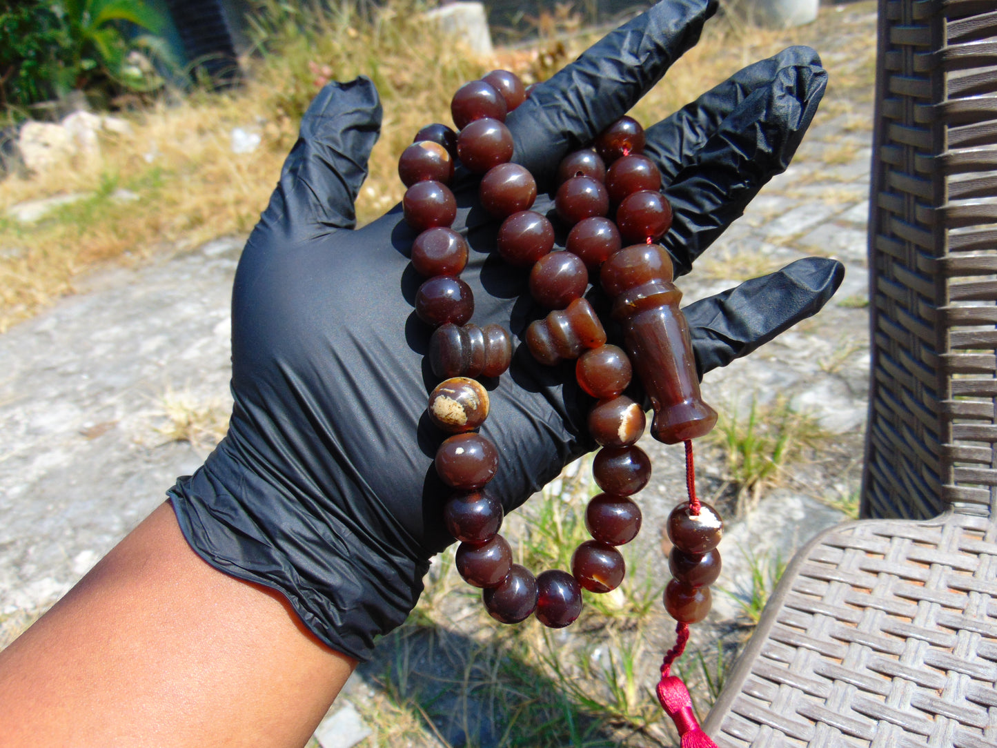 77 gr Tasbih Mesbah Rosary 33+3 Beads 16 mm Indonesian Red Amber for Healing FR22