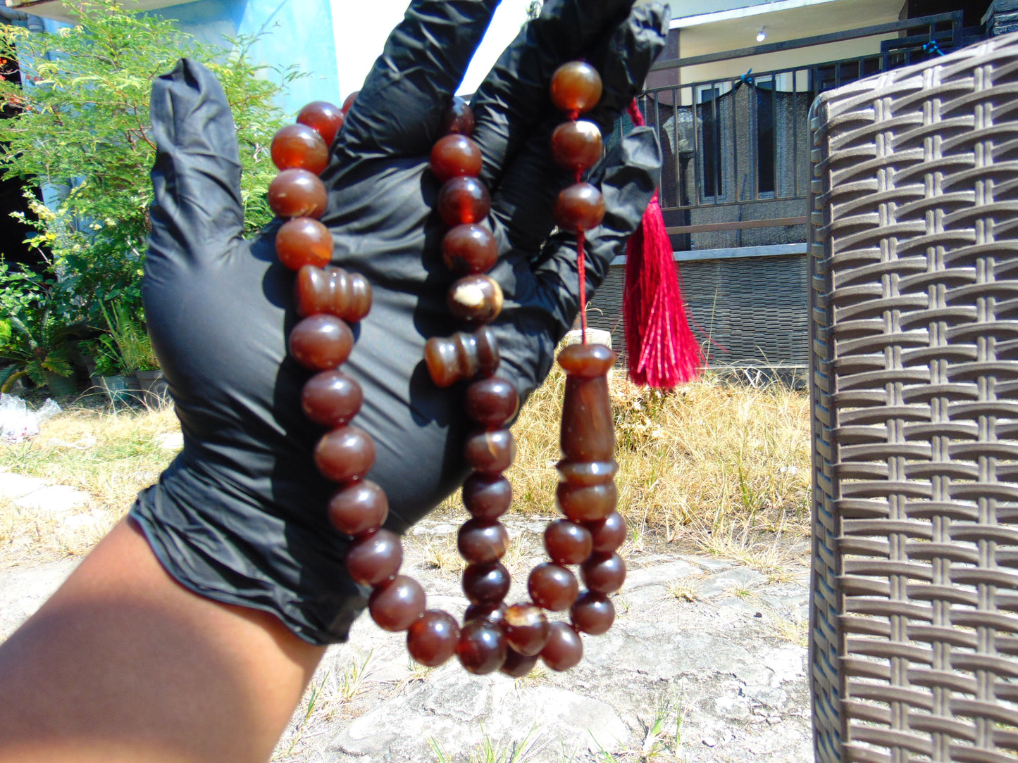 77 gr Tasbih Mesbah Rosary 33+3 Beads 16 mm Indonesian Red Amber for Healing FR22