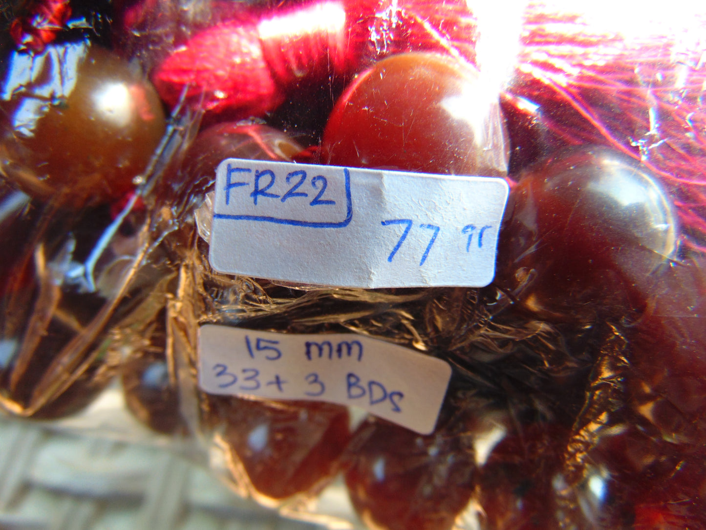 77 gr Tasbih Mesbah Rosary 33+3 Beads 16 mm Indonesian Red Amber for Healing FR22