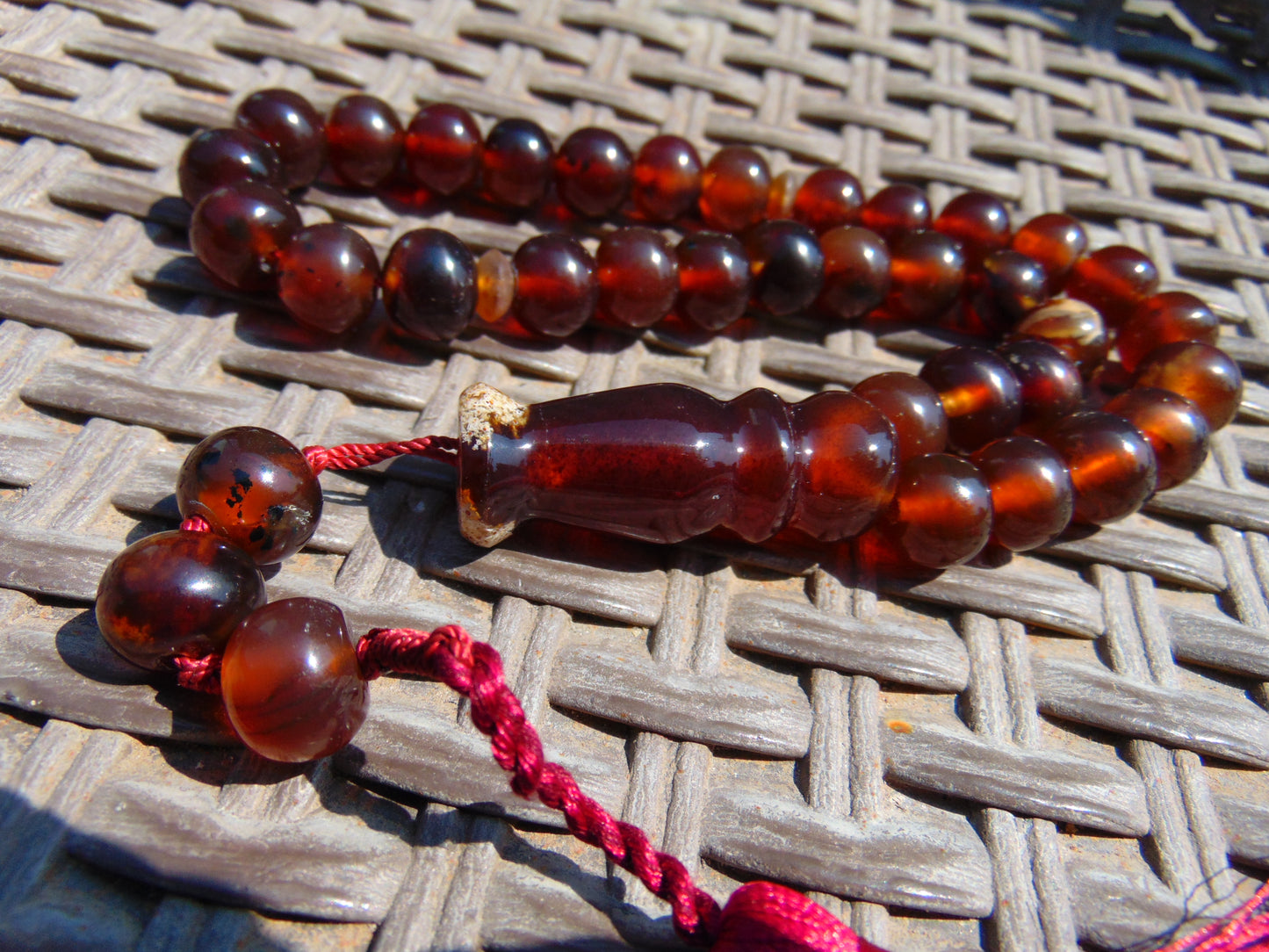 47 gr Hand Tasbih 33+3 Beads 12 mm Indonesian Yellow Red Bluish Amber for Healing TB12i3