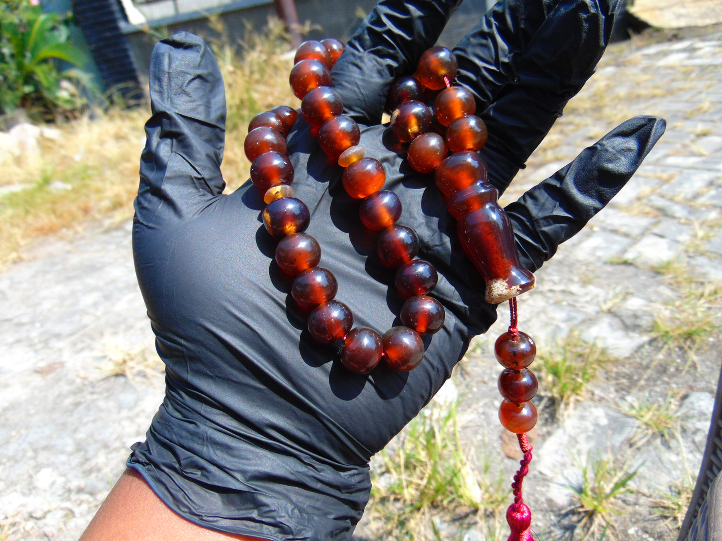 47 gr Hand Tasbih 33+3 Beads 12 mm Indonesian Yellow Red Bluish Amber for Healing TB12i3