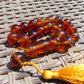 53 gr Hand Tasbih 17+1 Beads 16 mm Indonesian Yellow Red Bluish Amber for Healing BT11