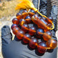 53 gr Hand Tasbih 17+1 Beads 16 mm Indonesian Yellow Red Bluish Amber for Healing BT11