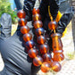 53 gr Hand Tasbih 17+1 Beads 16 mm Indonesian Yellow Red Bluish Amber for Healing BT11