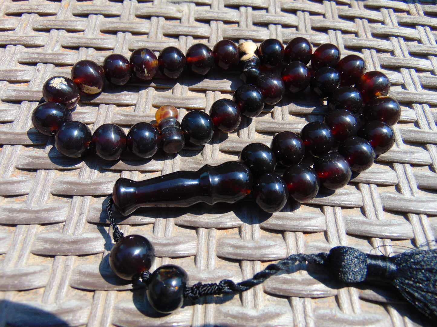 64 gr Tasbih Mesbah Rosary 33+3 Beads 15 mm Indonesian Dark Red Amber for Healing FR56