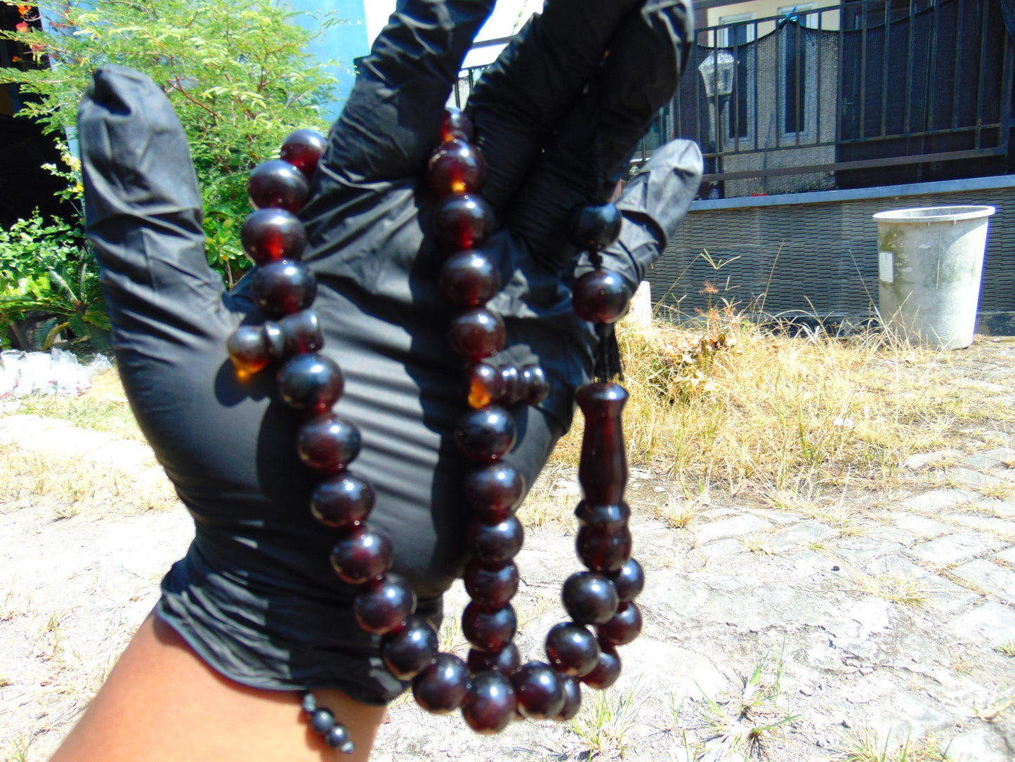 64 gr Tasbih Mesbah Rosary 33+3 Beads 15 mm Indonesian Dark Red Amber for Healing FR56