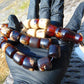 74 gr Komboloi Rosary 22+1 Beads 15x16 mm Indonesian Red White Amber for Healing CO11