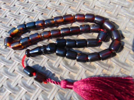 44 gr Komboloi Tasbih Rosary 33+2 Beads 12x15 mm Indonesian Cherry Red Amber for Healing TT20