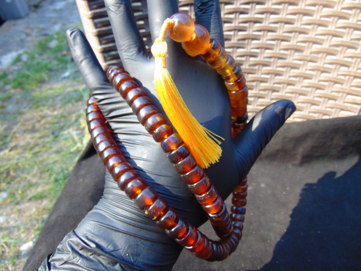 100 gram 108 Rosary Mala Buddha for Yoga and Meditation Indonesian Yellow Blue Amber for Healing 26my1