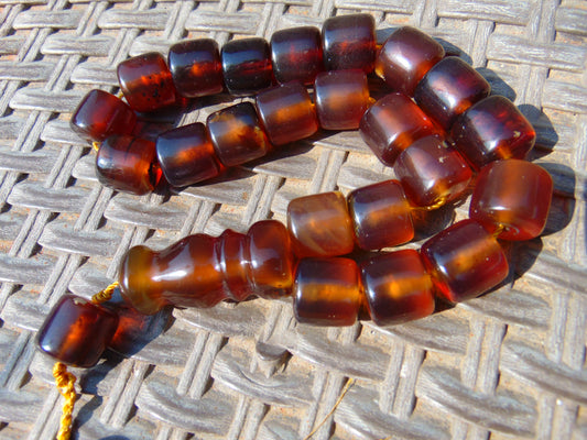 72 gr Komboloi Rosary 22+1 Beads 15x16 mm Indonesian Yellow Bluish Amber for Healing CO9