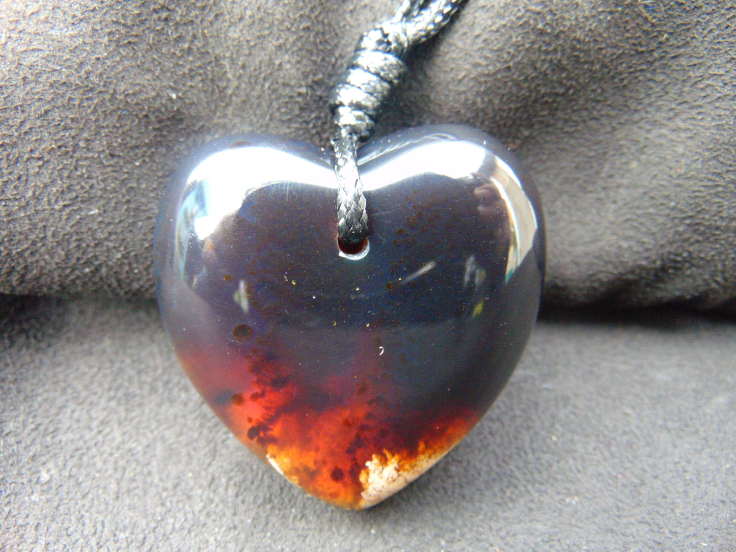 36.6 gr Heart Pendant Indonesian blue Amber for Healing N4