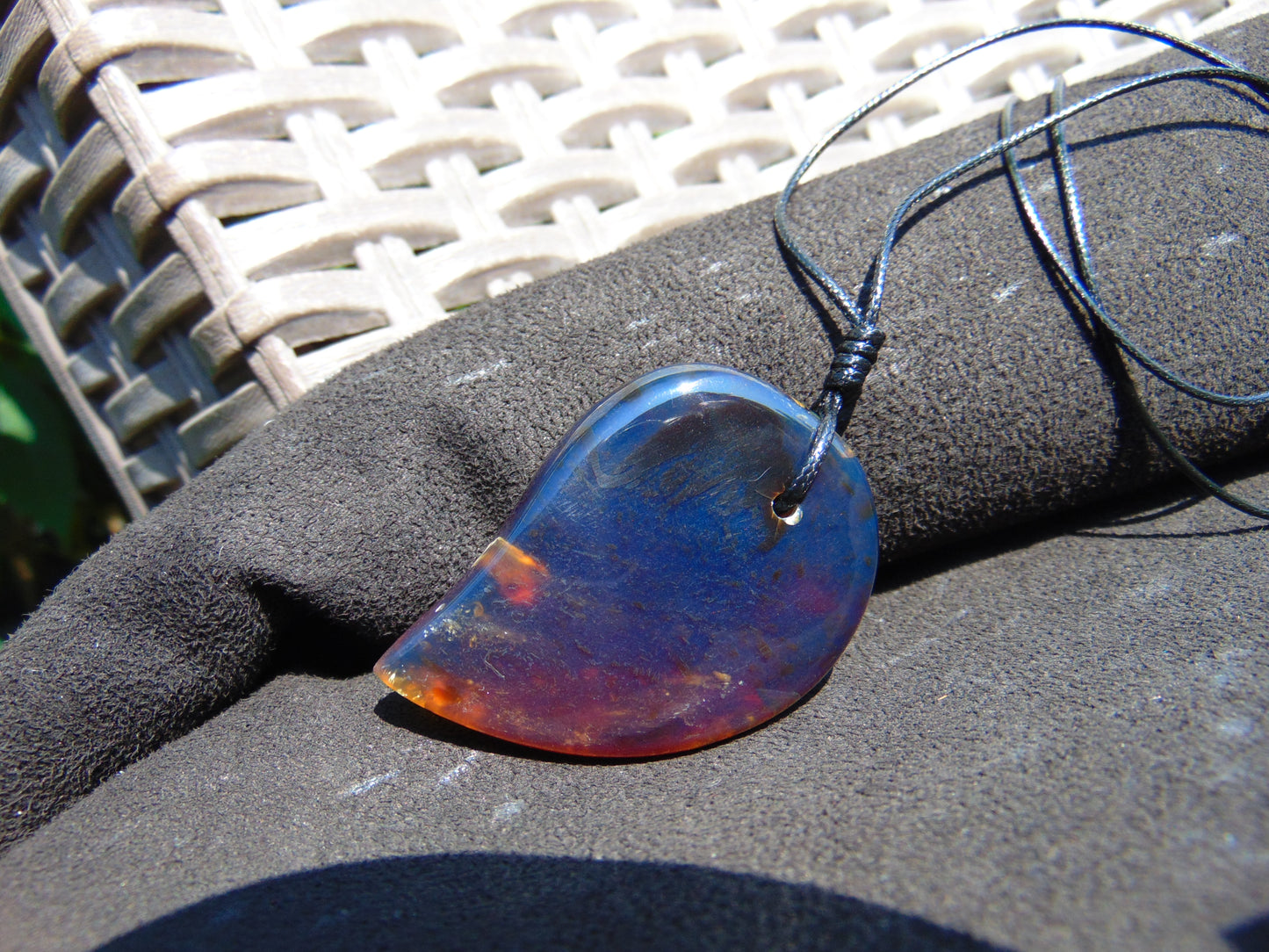 13 gr Comma Pendant Indonesian Blue Amber for Healing 25Y21