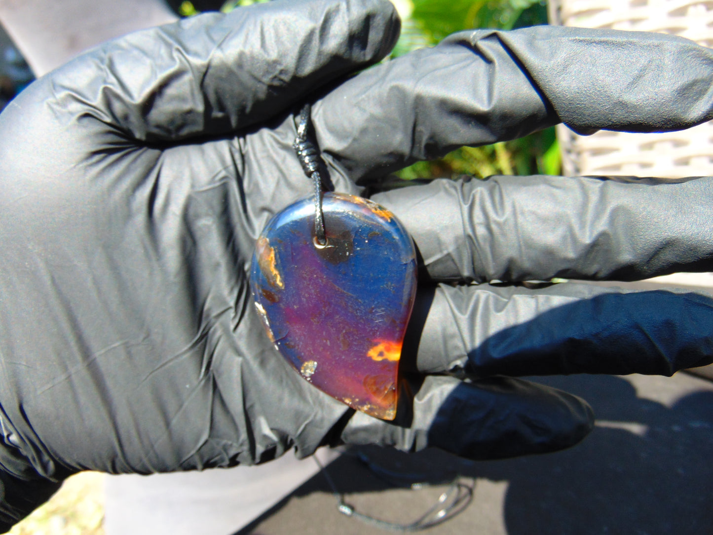 13 gr Comma Pendant Indonesian Blue Amber for Healing 25Y21