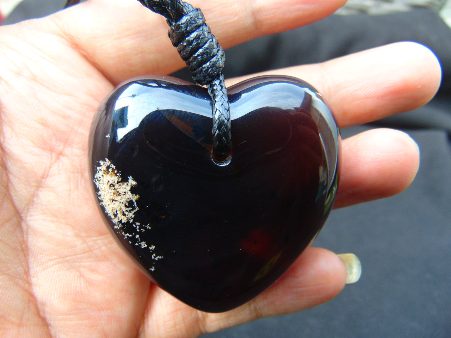 36.6 gr Heart Pendant Indonesian blue Amber for Healing N4