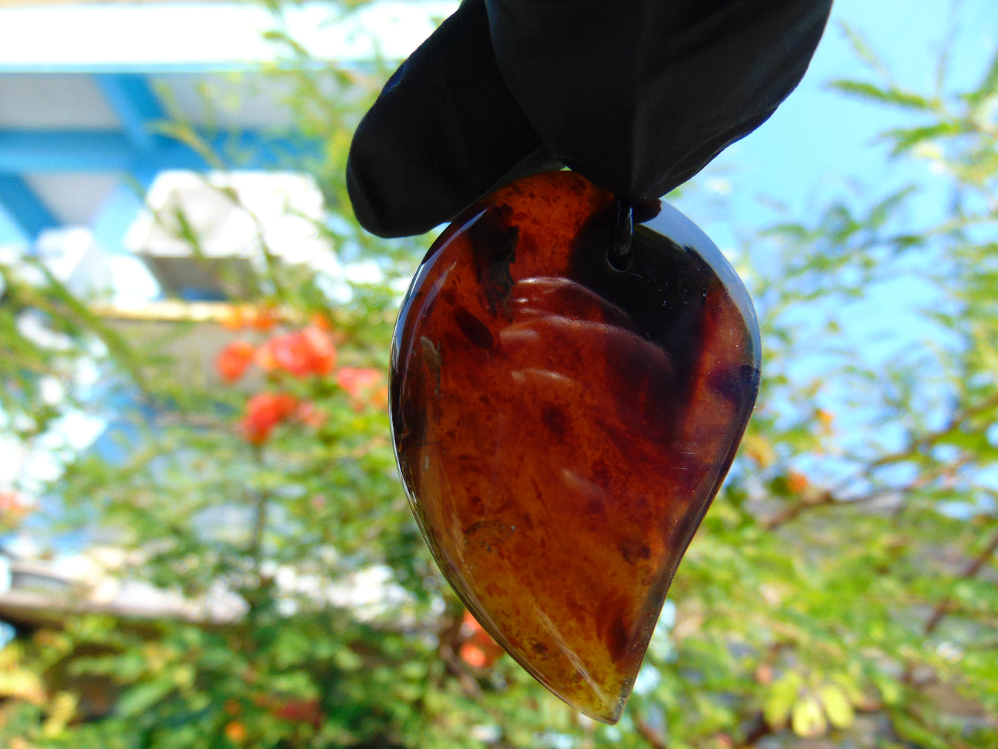 13 gr Comma Pendant Indonesian Blue Amber for Healing 25Y21
