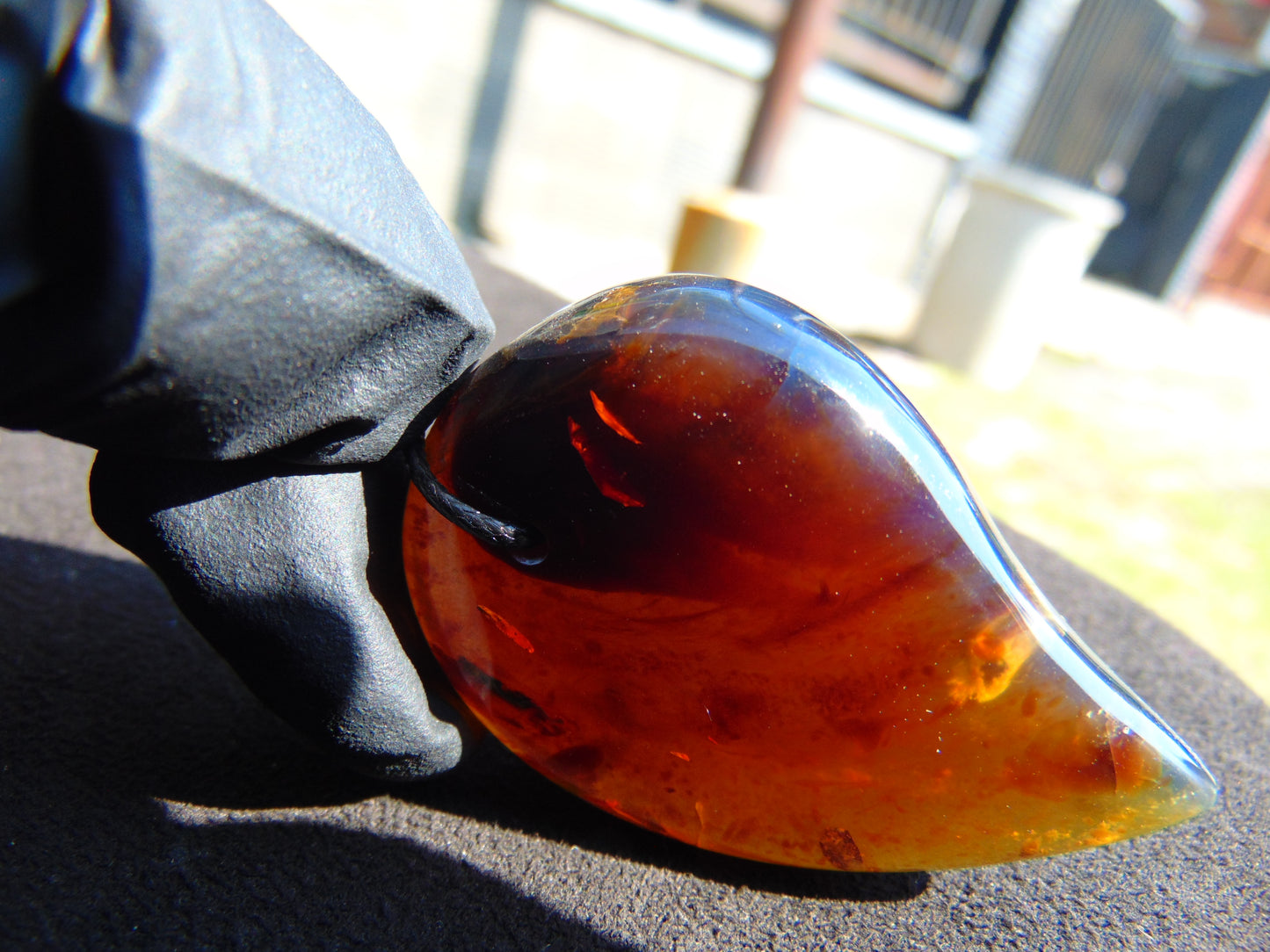 13 gr Comma Pendant Indonesian Blue Amber for Healing 25Y21