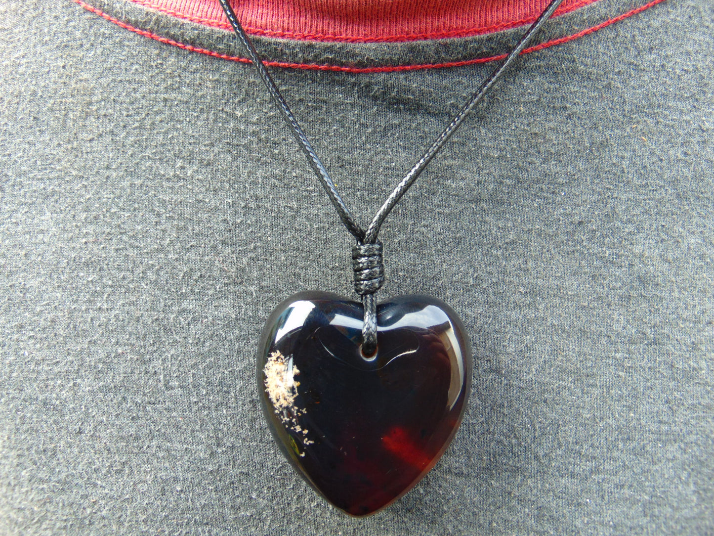 36.6 gr Heart Pendant Indonesian blue Amber for Healing N4