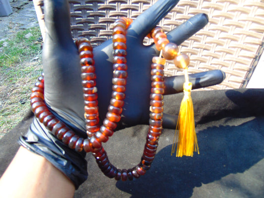 82 gram 108 Rosary Mala Buddha for Yoga and Meditation Indonesian Yellow Red Blue Amber for Healing 26my4