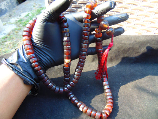 100 gram 108 Rosary Mala Buddha for Yoga and Meditation Indonesian Red Amber for Healing 26my5