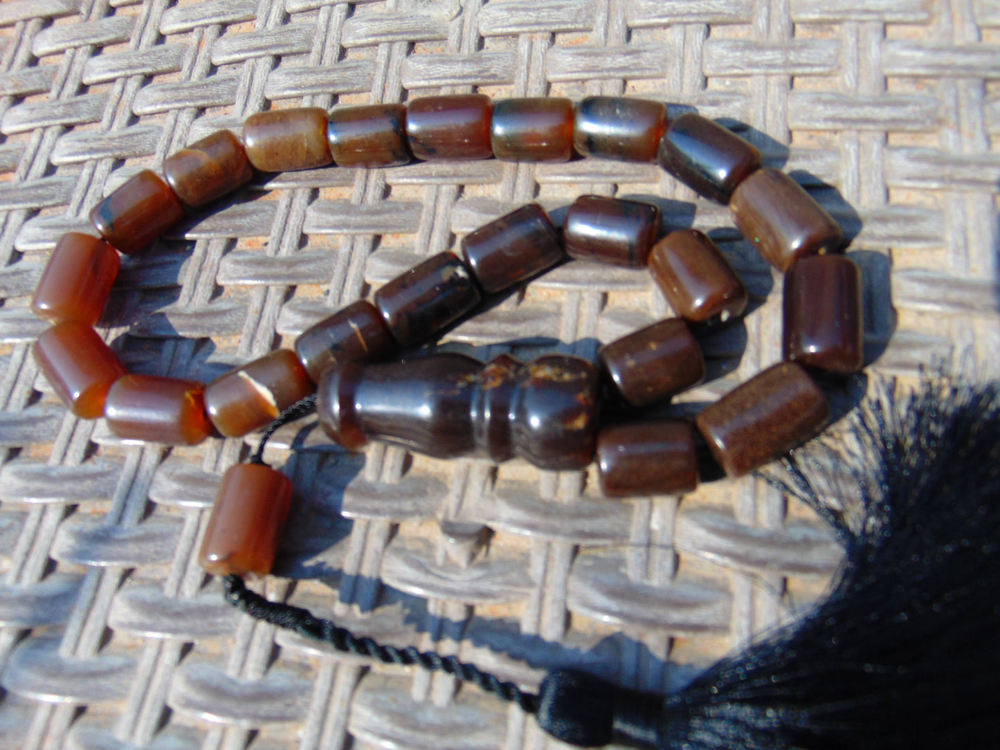 55 gr Komboloi Rosary 22+1 Beads 15x15 mm Indonesian Red Brown Amber for Healing CO19