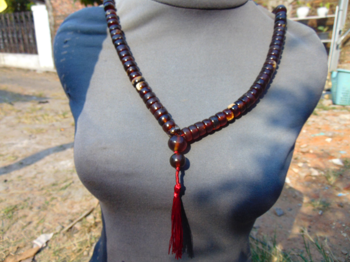 100 gram 108 Rosary Mala Buddha for Yoga and Meditation Indonesian Red Amber for Healing 26my5