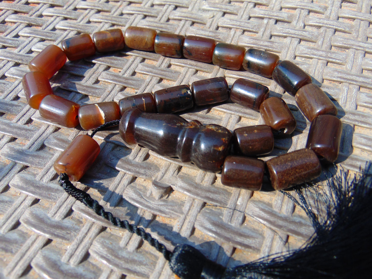 55 gr Komboloi Rosary 22+1 Beads 15x15 mm Indonesian Red Brown Amber for Healing CO19