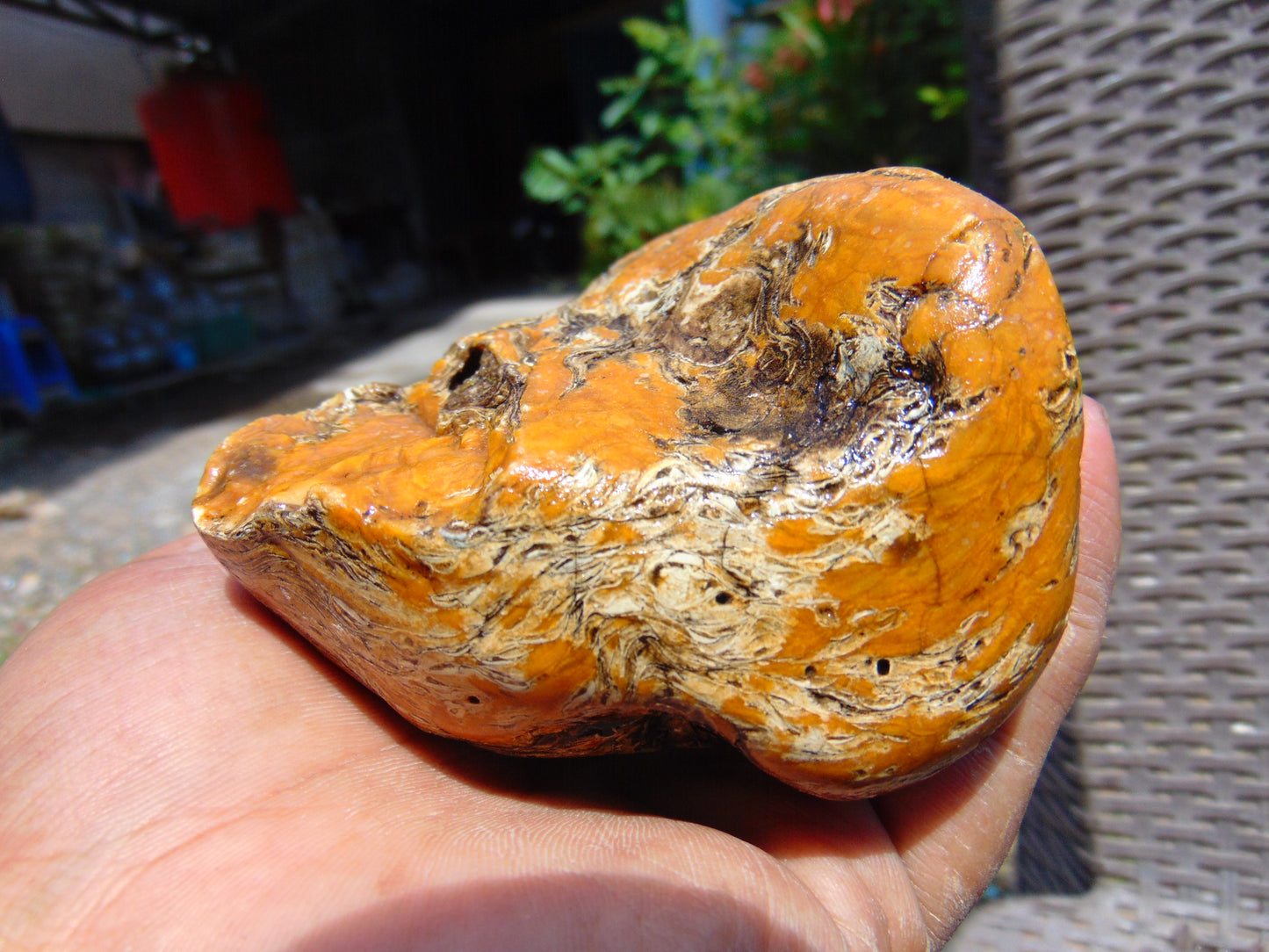 253 gram Polished Indonesia Yellow Aromatic Amber for Healing K10