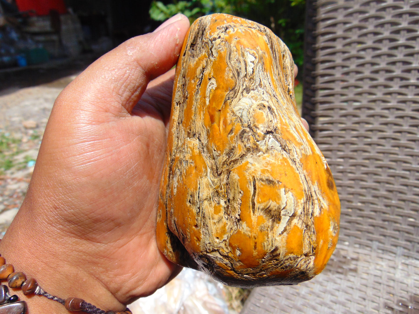 253 gram Polished Indonesia Yellow Aromatic Amber for Healing K10