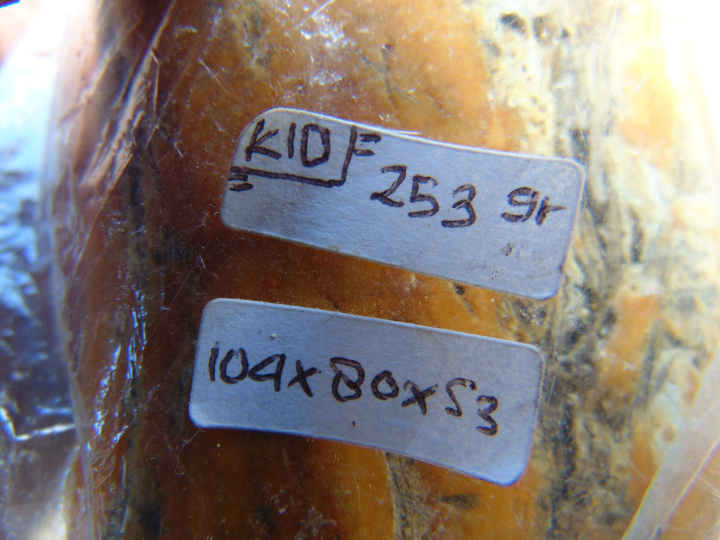 253 gram Polished Indonesia Yellow Aromatic Amber for Healing K10