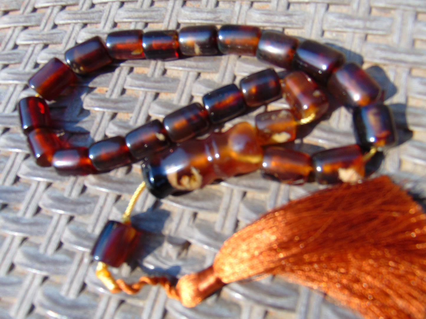 47 gr Komboloi Rosary 22+1 Beads 12x16 mm Indonesian Yellow Bluish Amber for Healing CO14
