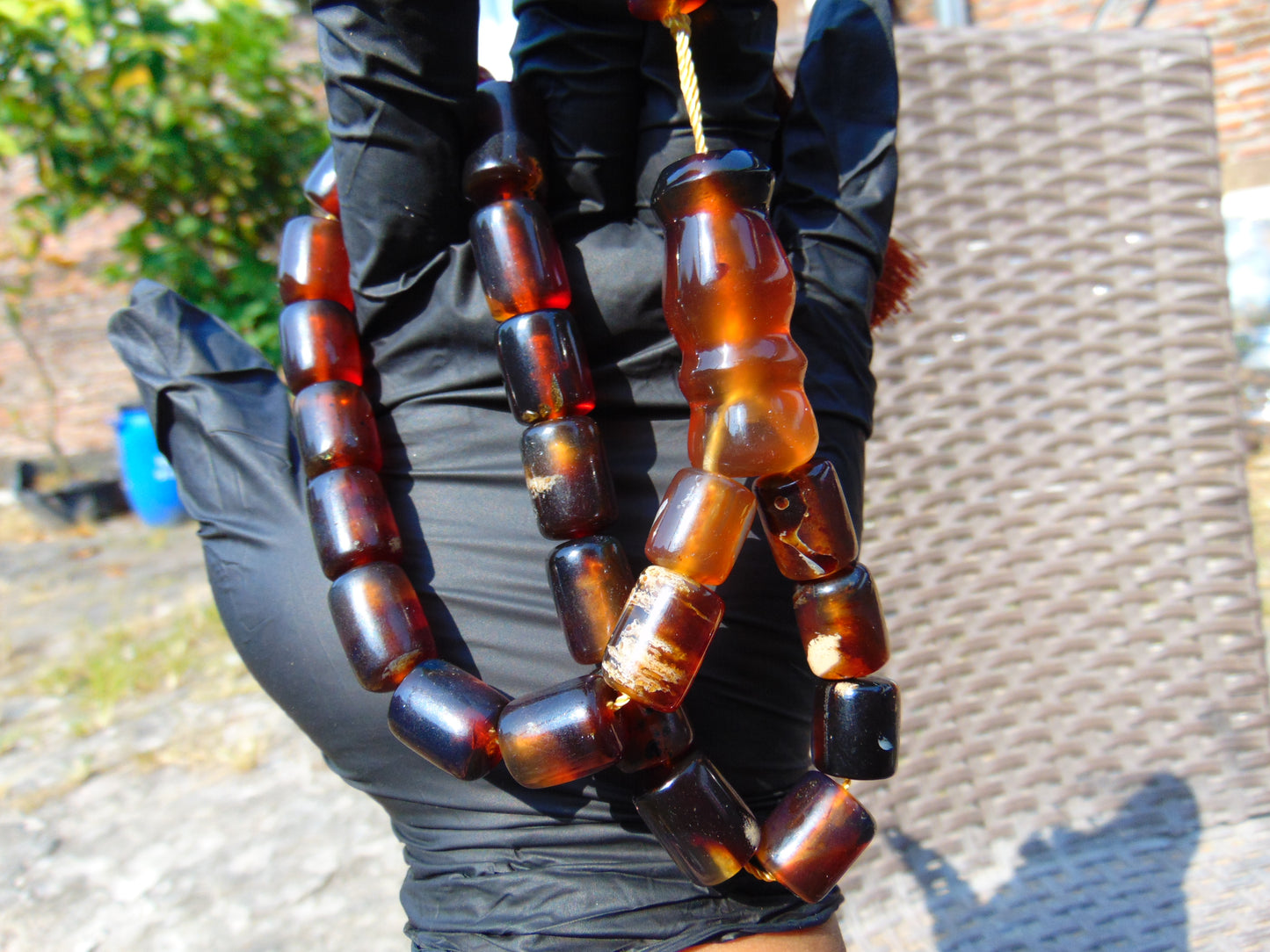 47 gr Komboloi Rosary 22+1 Beads 12x16 mm Indonesian Yellow Bluish Amber for Healing CO14