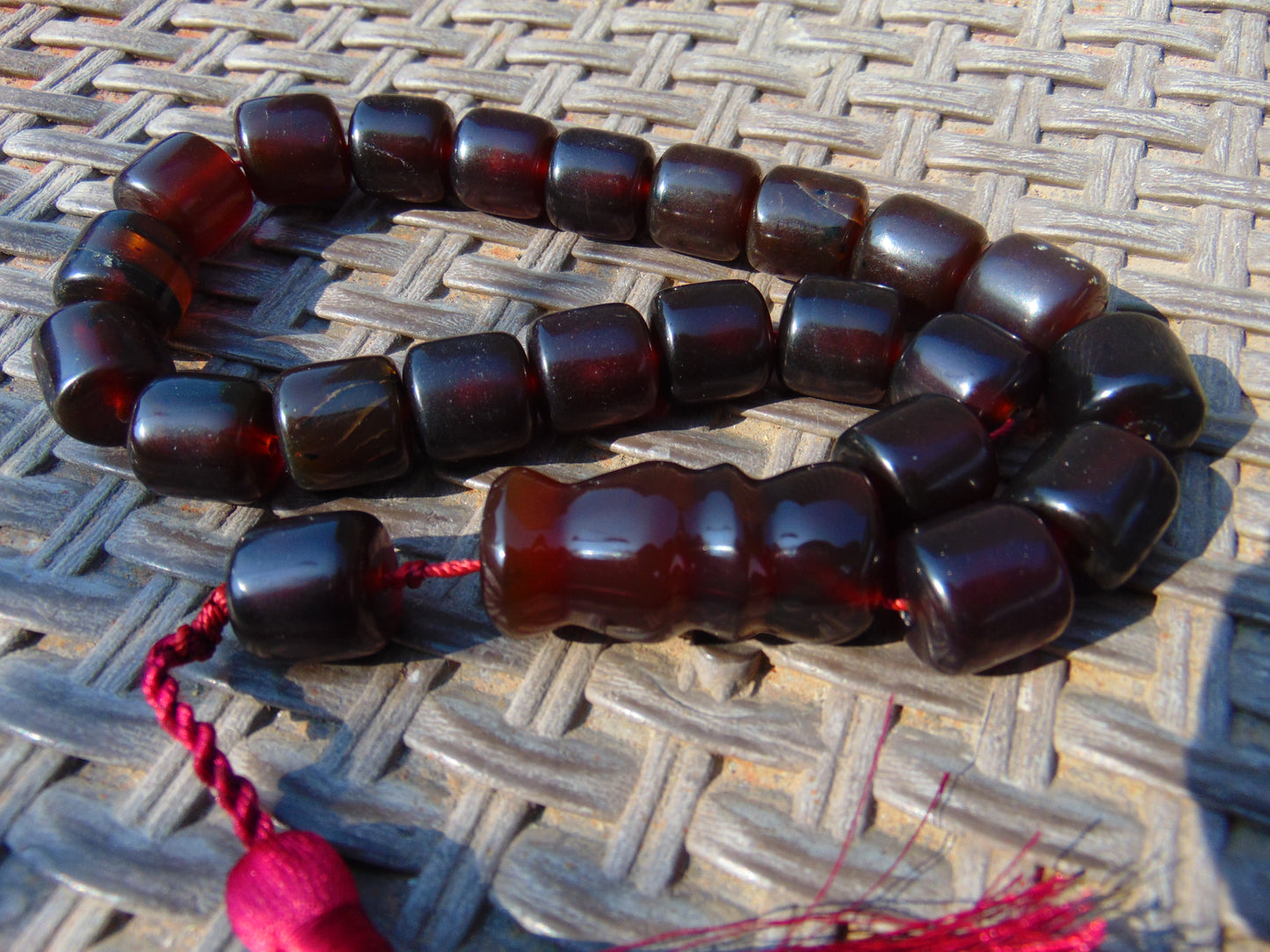 74 gr Komboloi Rosary 22+1 Beads 15x16 mm Indonesian Red Amber for Healing CO12