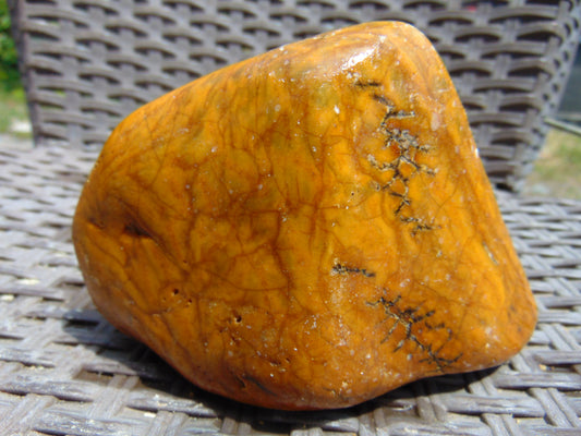 343 gram Polished Indonesia Yellow Aromatic Amber for Healing KM10