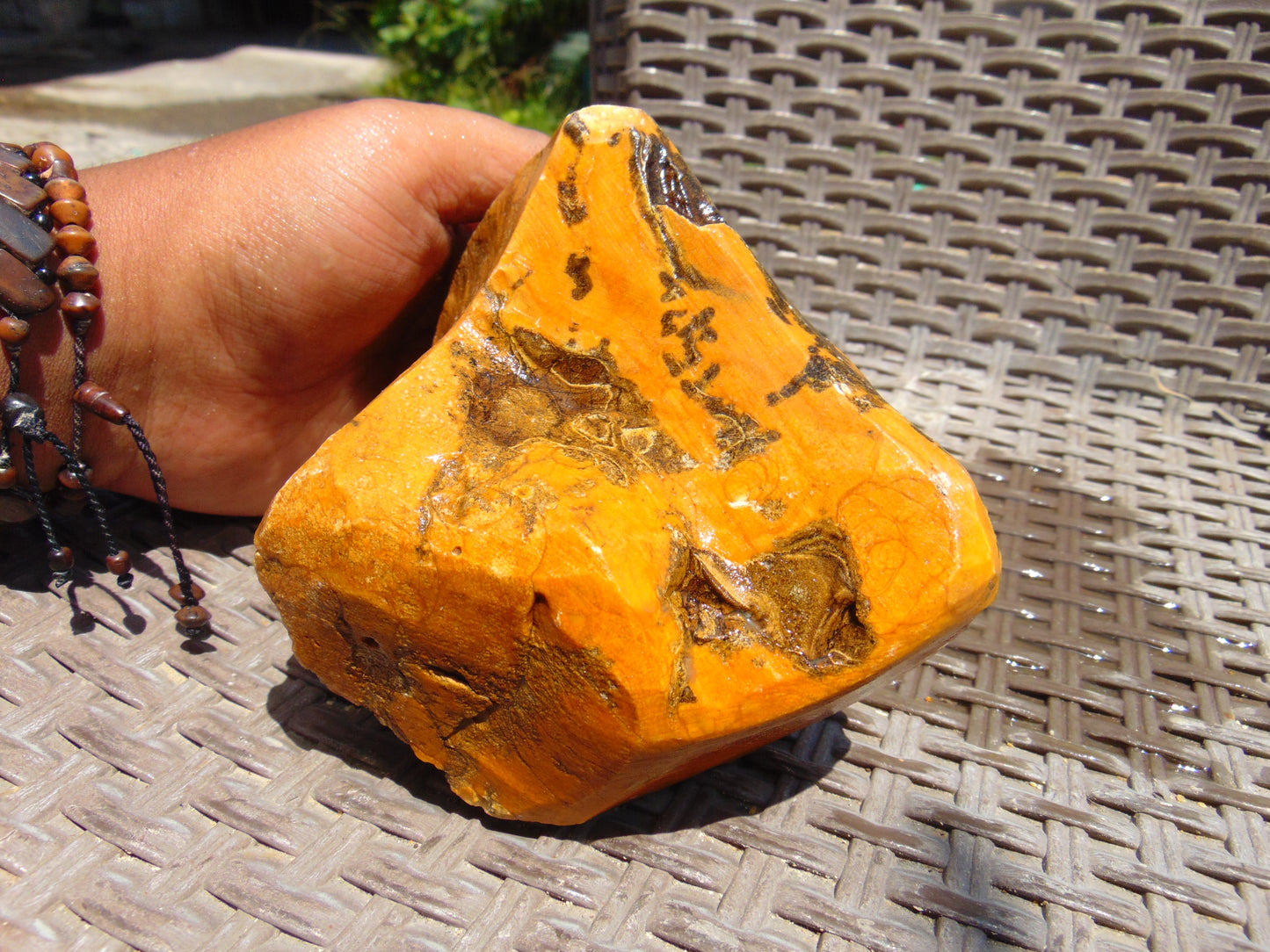 769 gram Polished Indonesia Yellow Aromatic Amber for Healing K812