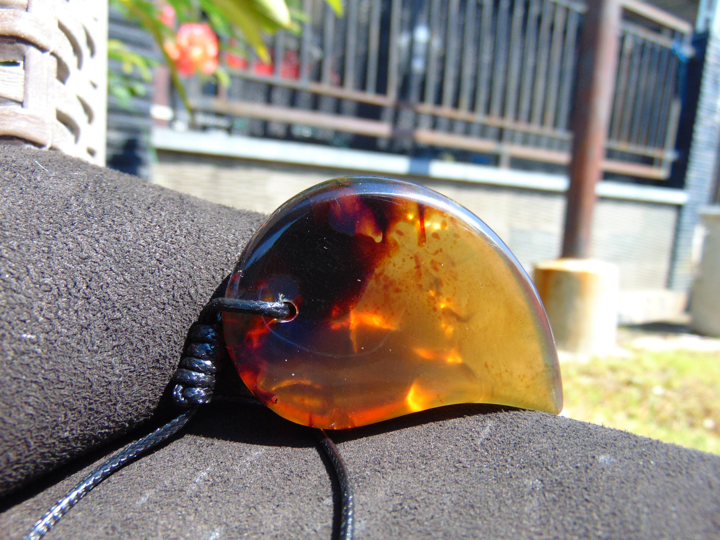 18 gr Comma Pendant Indonesian Blue Amber for Healing 25Y11