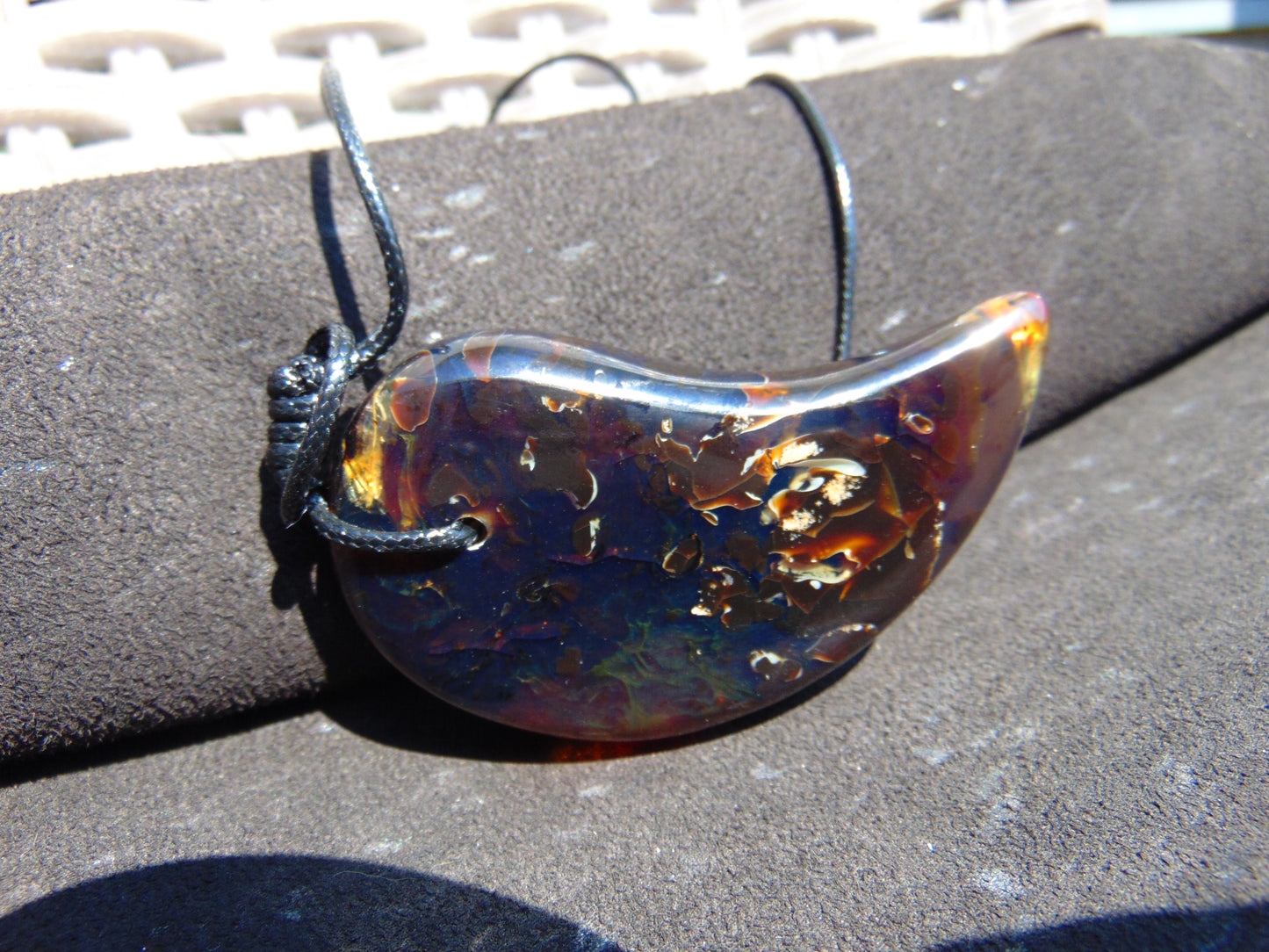 28 gr Comma Pendant Indonesian Blue Amber for Healing 25Y14