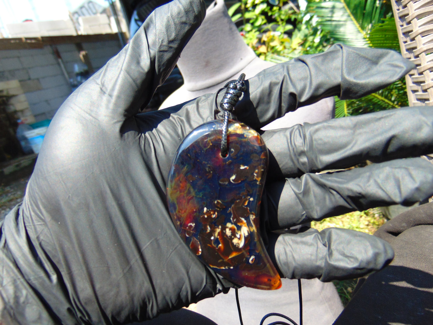 28 gr Comma Pendant Indonesian Blue Amber for Healing 25Y14